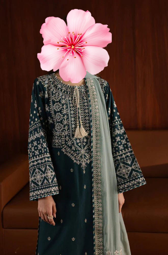 3pc Unstitched Pure Lawn Embroidered Suit