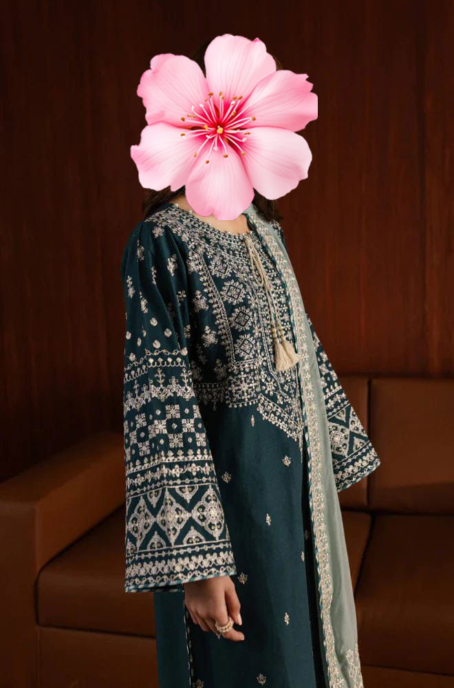 3pc Unstitched Pure Lawn Embroidered Suit