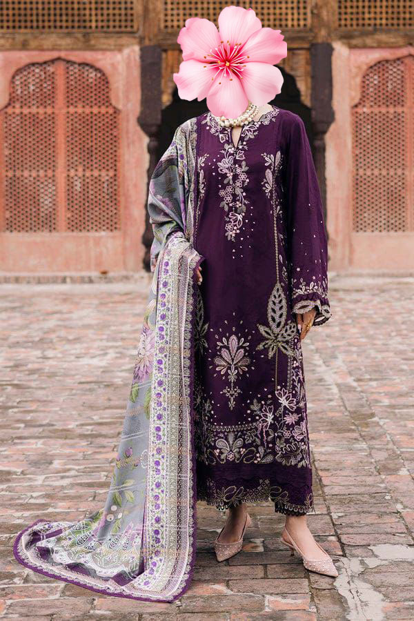 3pc Unstitched Pure Lawn Heavy Embroidered Suit
