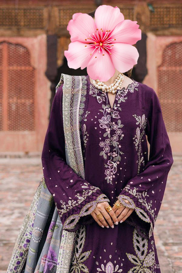 3pc Unstitched Pure Lawn Heavy Embroidered Suit