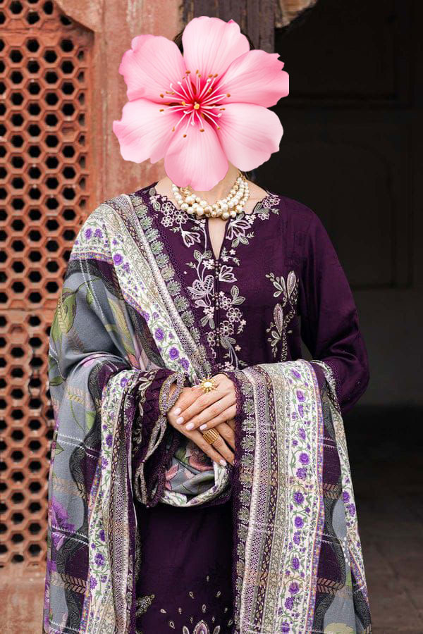 3pc Unstitched Pure Lawn Heavy Embroidered Suit
