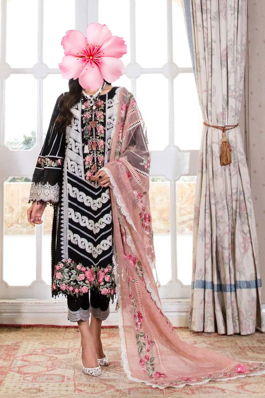 3pc Unstitched Pure Lawn Heavy Embroidered Suit