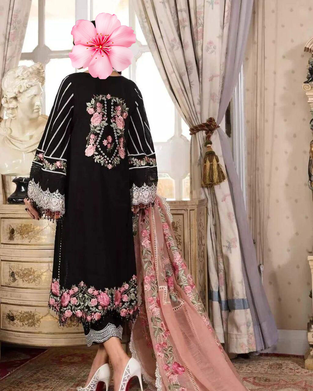 3pc Unstitched Pure Lawn Heavy Embroidered Suit