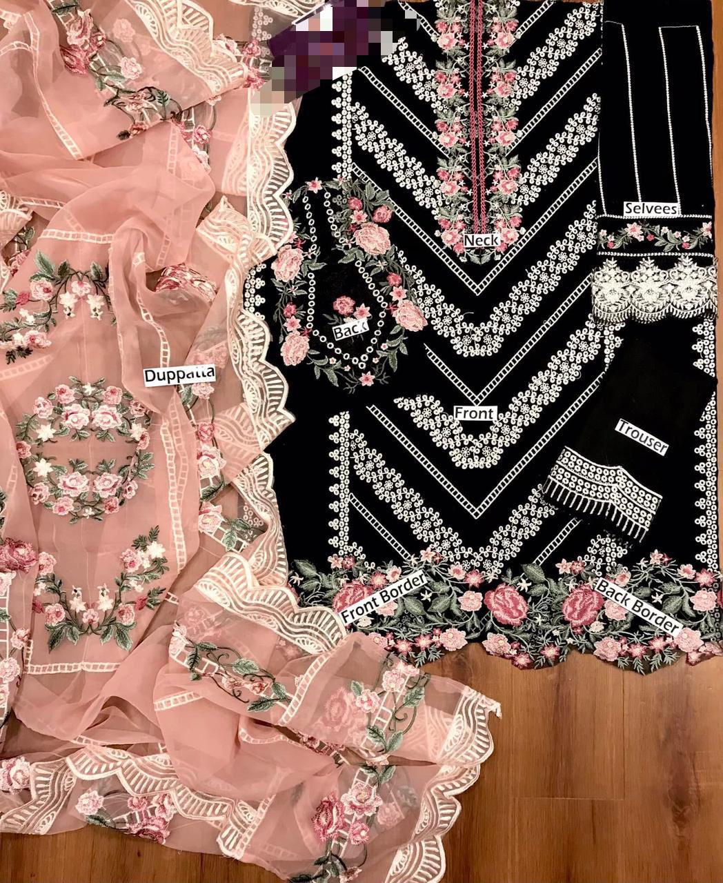 3pc Unstitched Pure Lawn Heavy Embroidered Suit