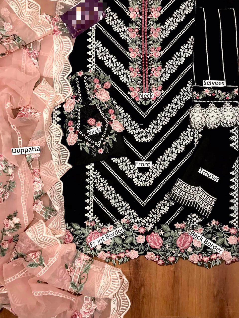 3pc Unstitched Pure Lawn Heavy Embroidered Suit