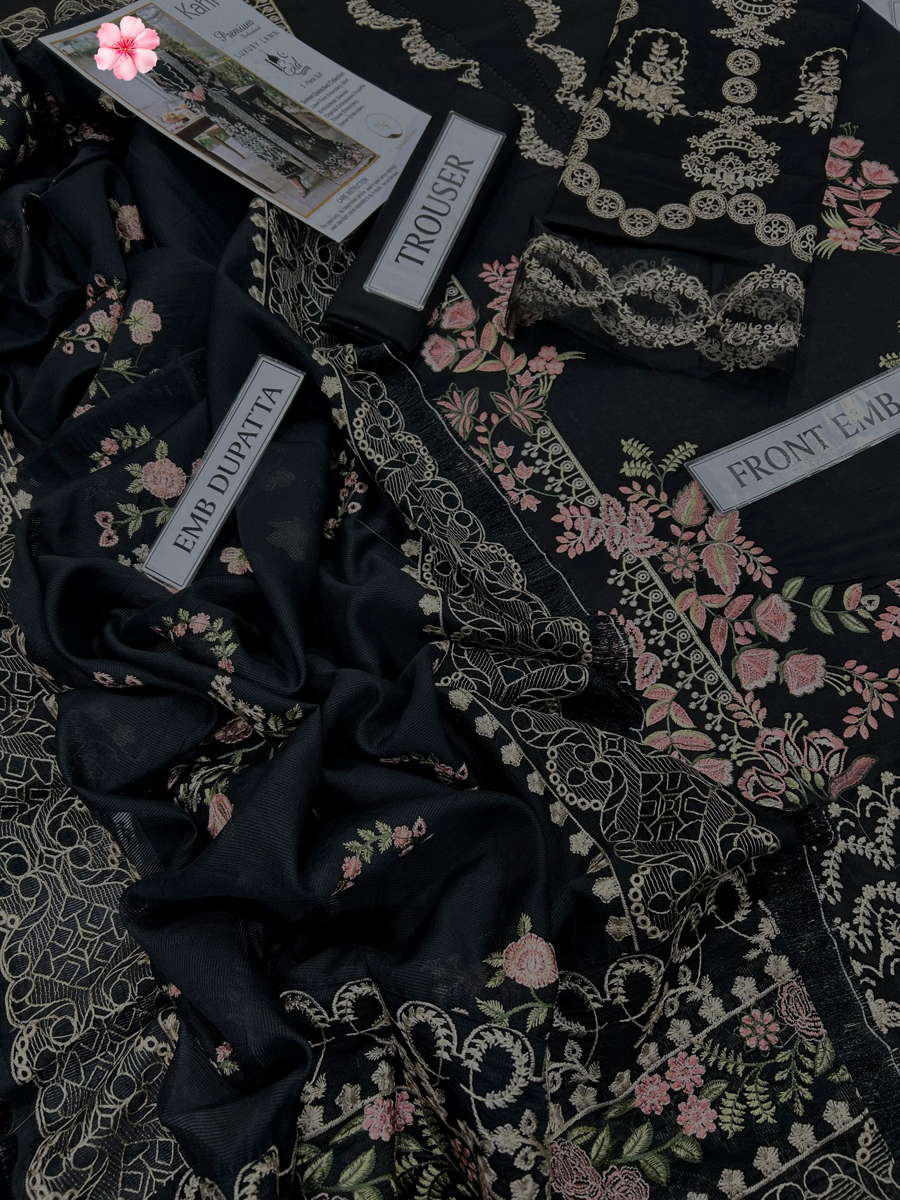 3pc Unstitched Pure Lawn Heavy Embroidered Suit