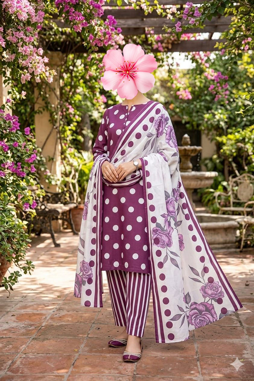 3pc Unstitched Premium Printed Lawn Suit