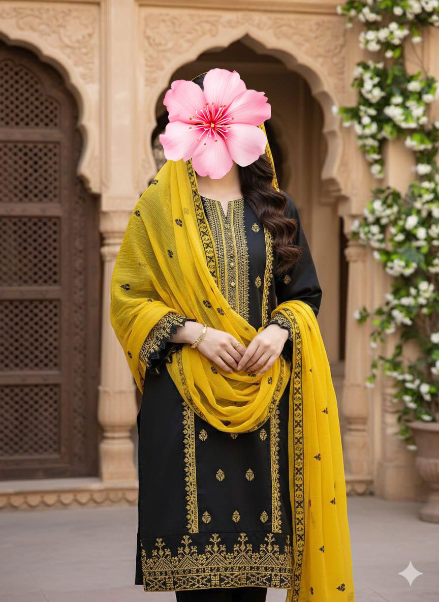 3pc Unstitch Heavy Embroidered Cotton Lawn Suit