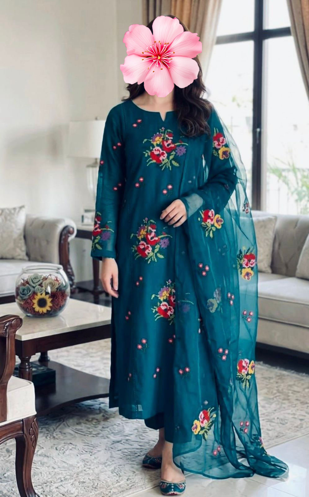 3pc Unsticth Embroidered Cotton Suit