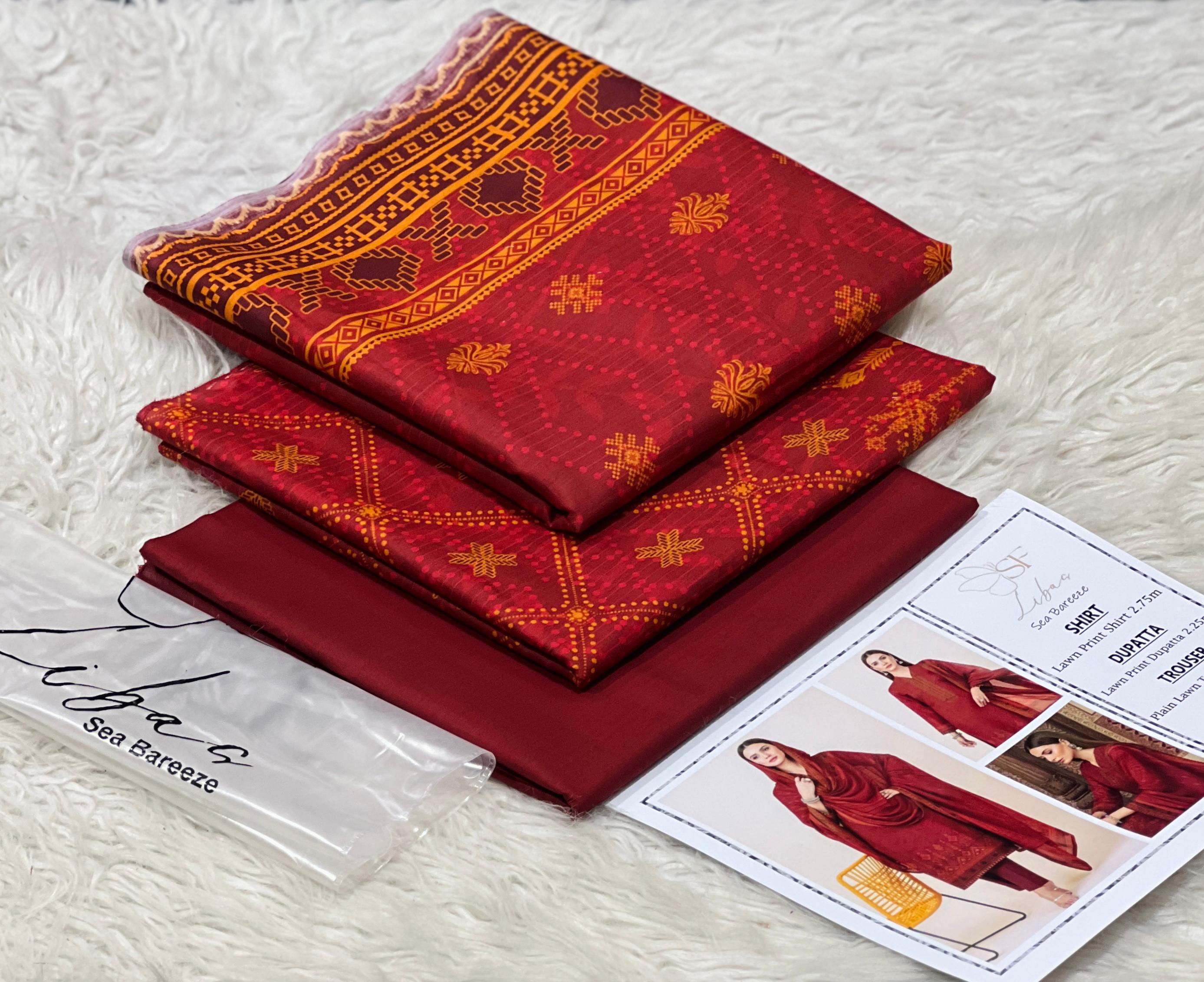 3pc Unstitched Printed Lawn Suit