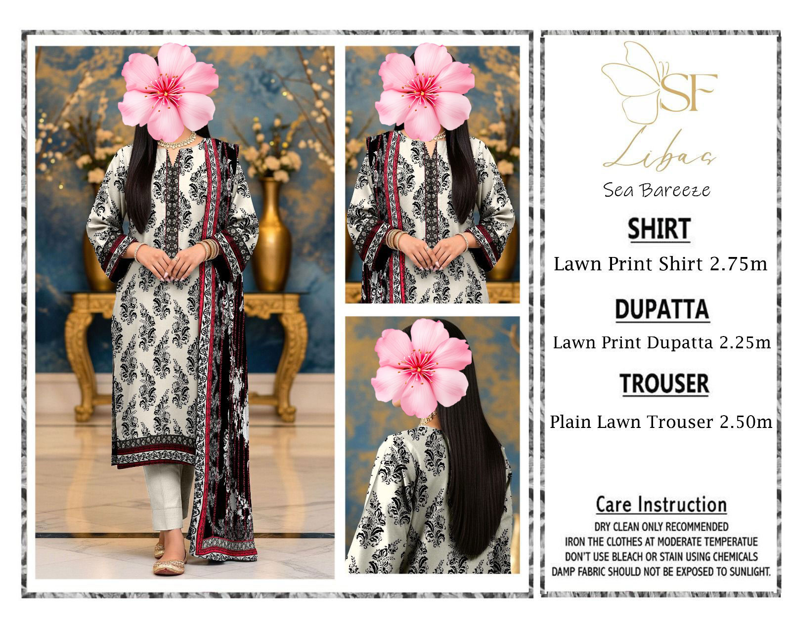 3pc Unstitched Printed Lawn Suit