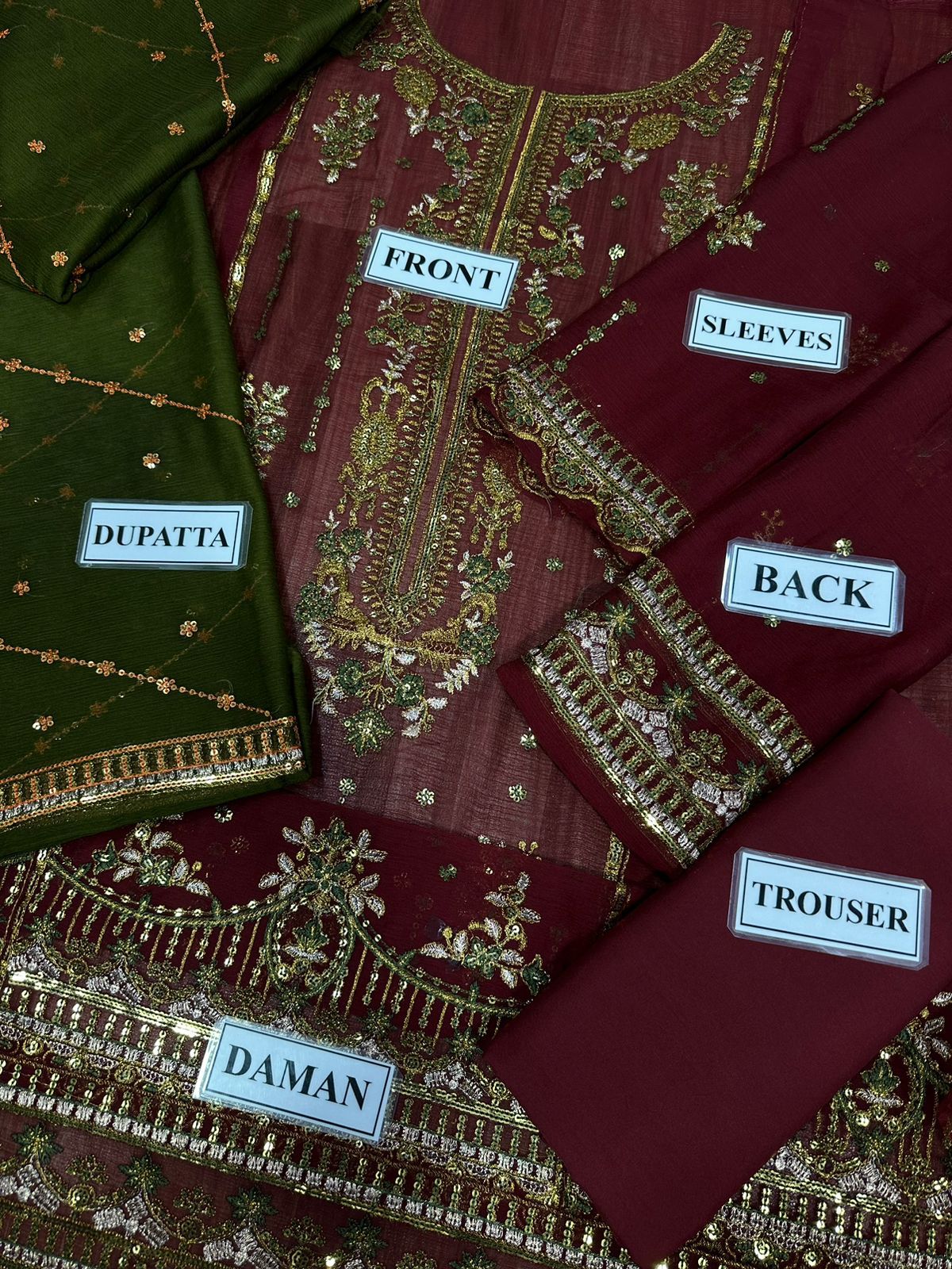 3pc Unstitched Embroidered Suit