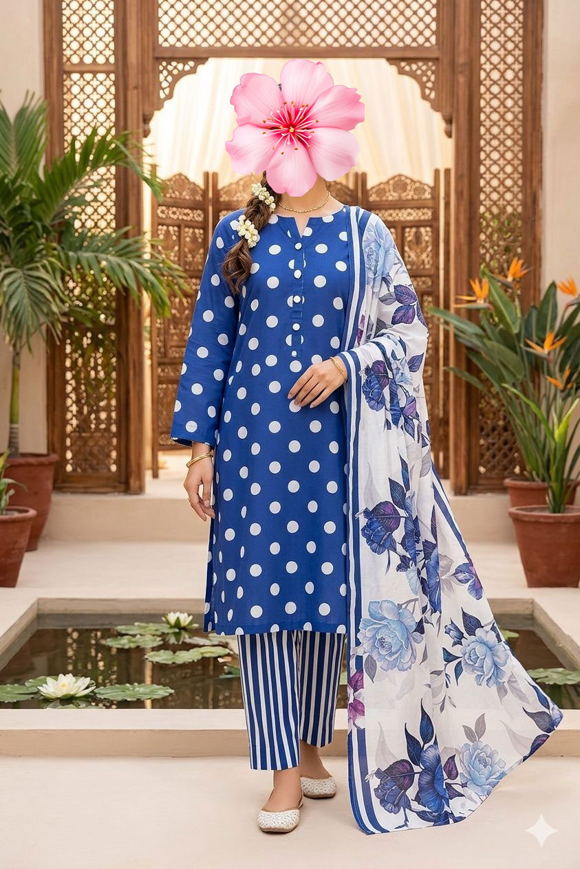 3pc Unstitched Premium Printed Lawn Suit