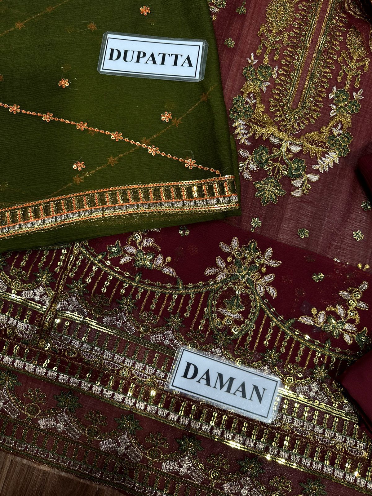 3pc Unstitched Embroidered Suit