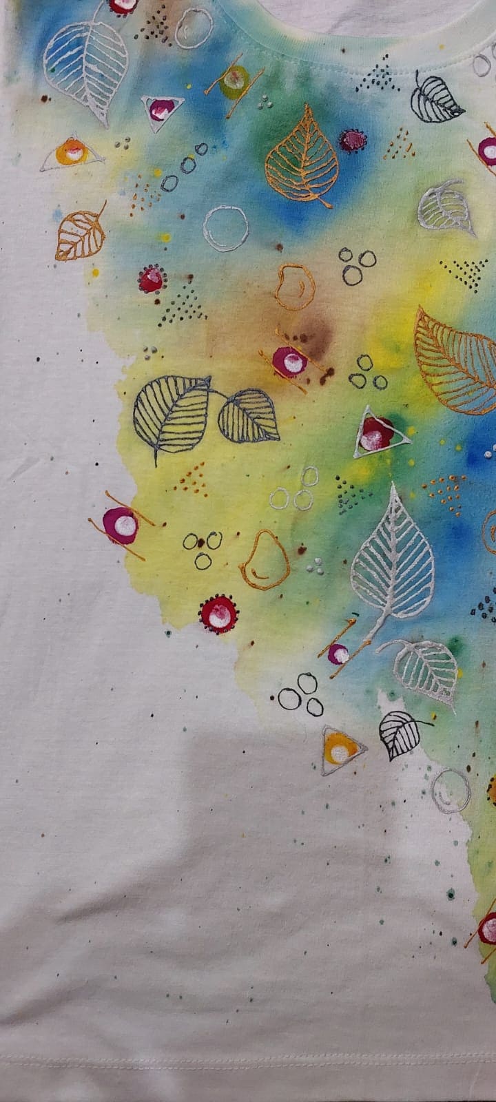 Hand painted design with tie and dye texture shirt