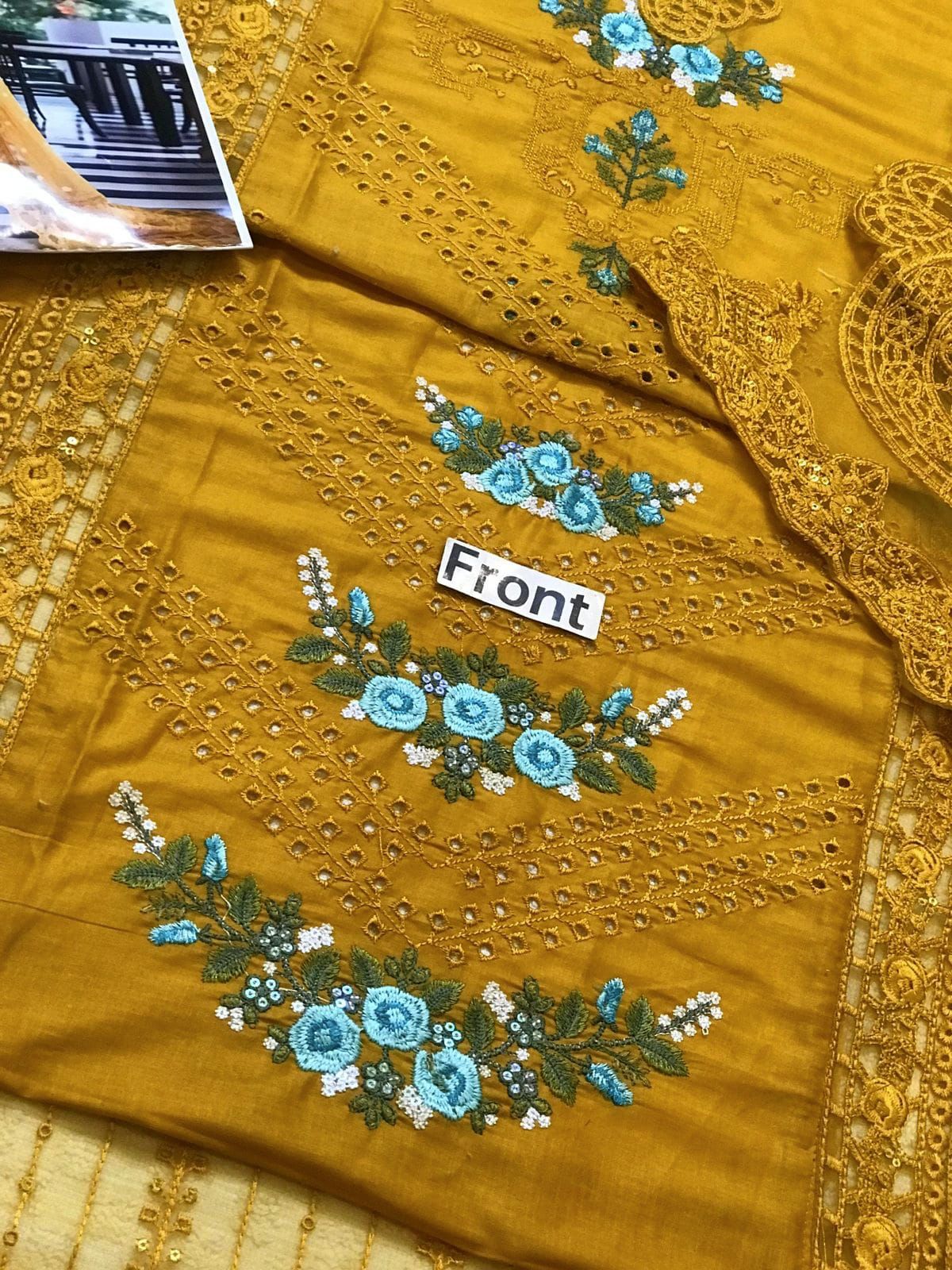 3pc Unstitched Chicken Kari Embroidered Cotton Suit