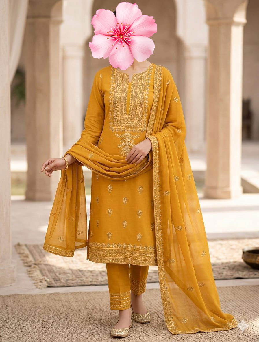 3pc Unstitch Embroidered Cotton Lawn Suit