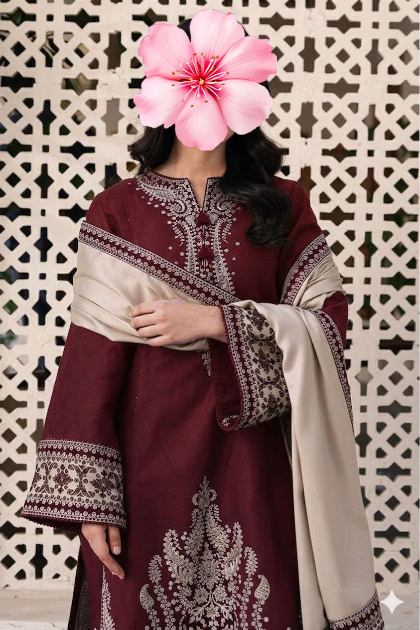 3pc Unstitch Heavy Embroidered Lawn Suit