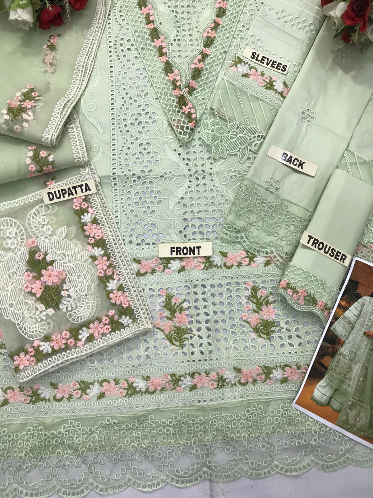 3pc Unstitched Chicken Kari Embroidered Lawn Suit