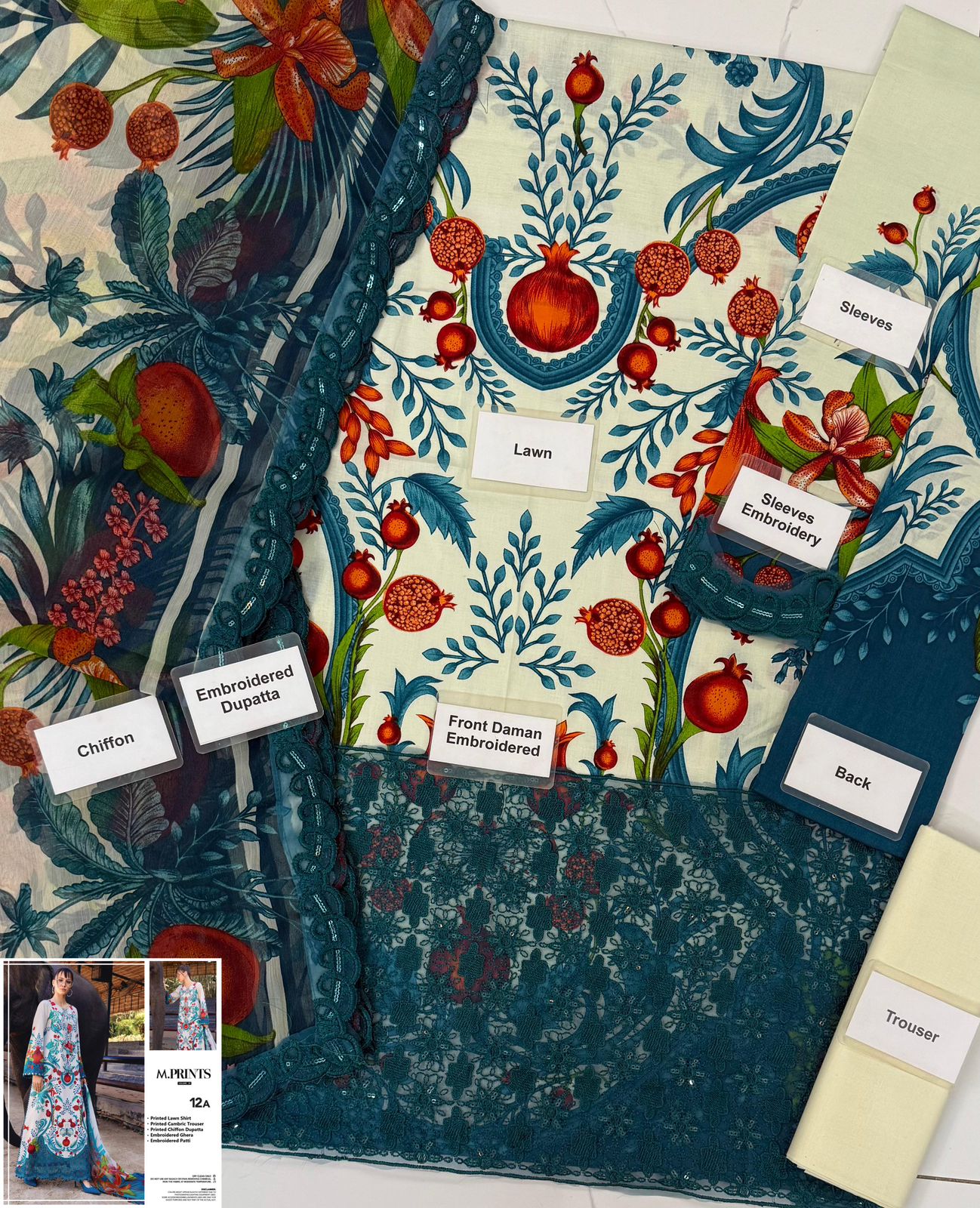 3pc Unstitched Heavy Embroidered Lawn Suit