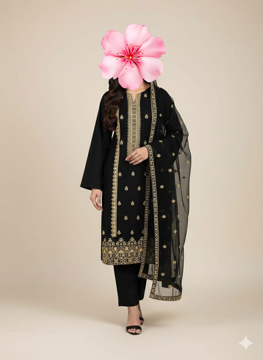 3pc Unstitch Heavy Embroidered Cotton Lawn Suit