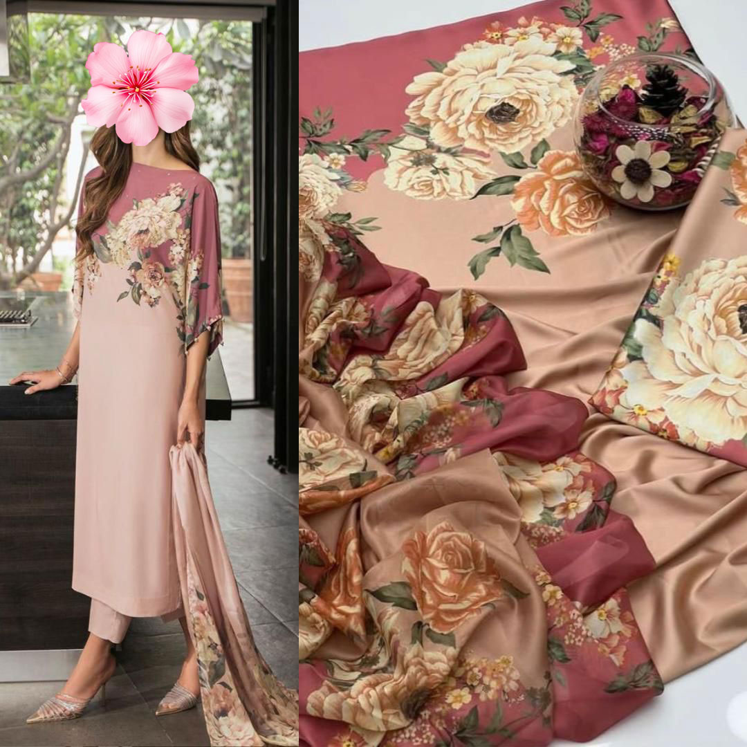 3pc Unstitched Shamooz Silk Printed Suit