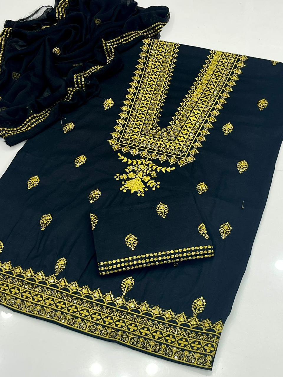 3pc Unstitch Embroidered Cotton suit