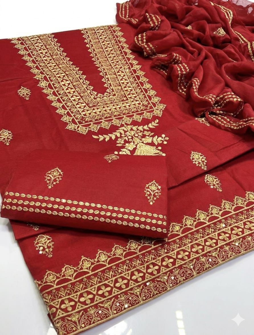 3pc Unstitch Embroidered Cotton Lawn Suit