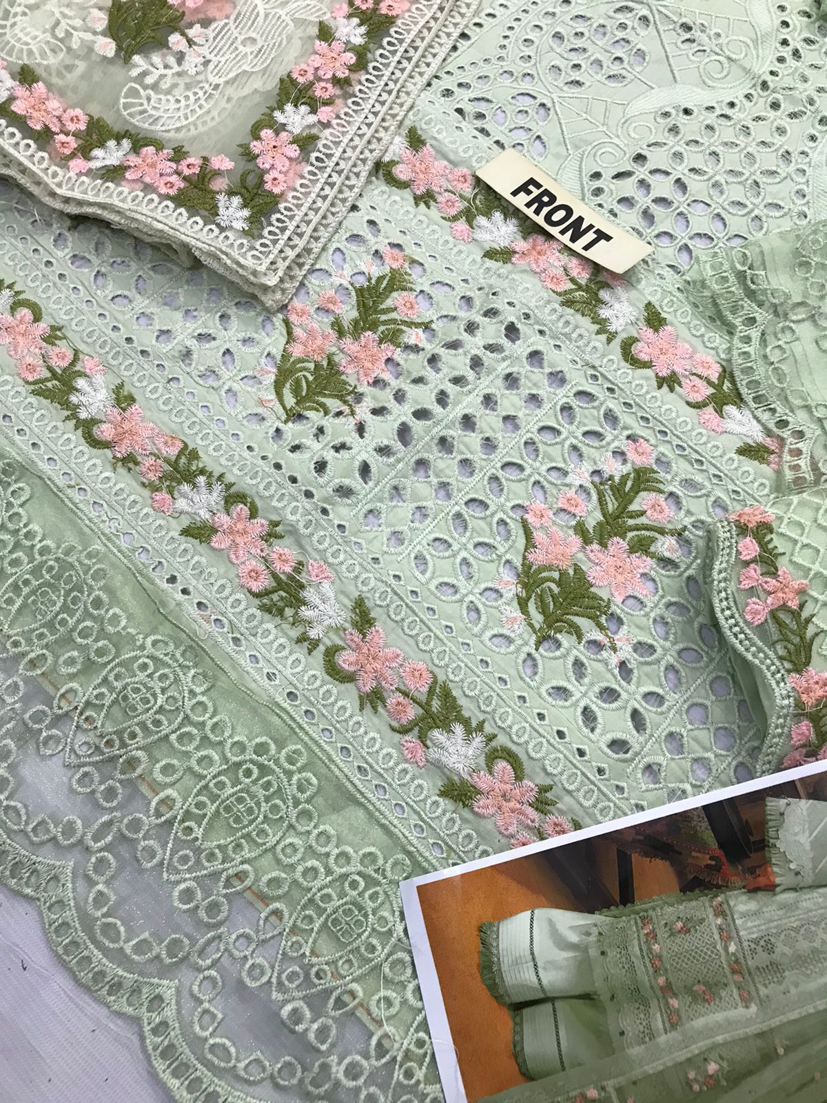 3pc Unstitched Chicken Kari Embroidered Lawn Suit