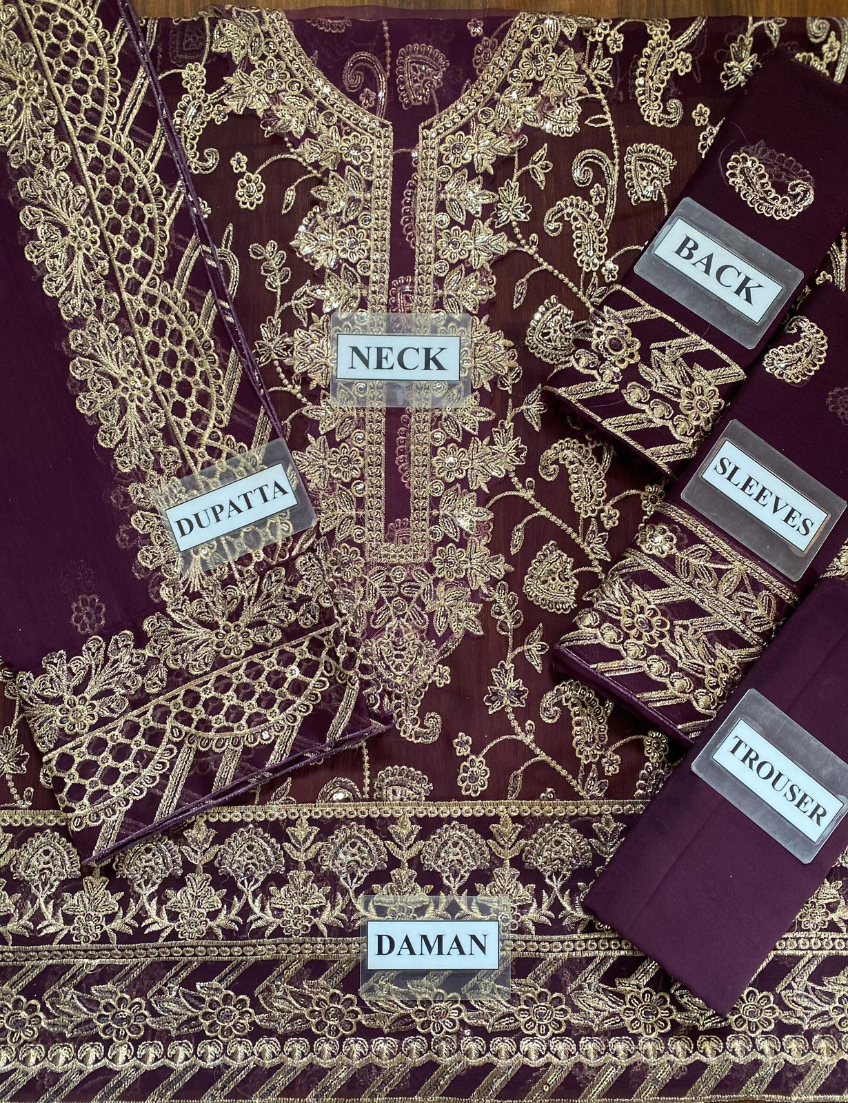 3pc Unstitched Embroidered Suit