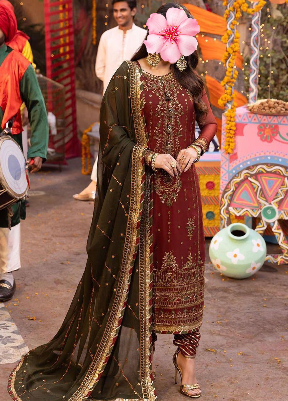 3pc Unstitched Embroidered Suit
