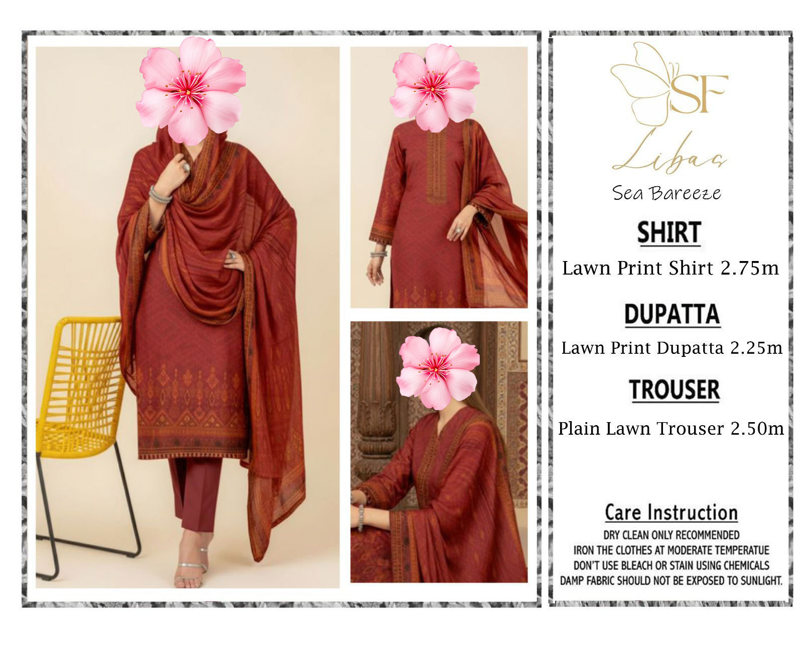 3pc Unstitched Printed Lawn Suit