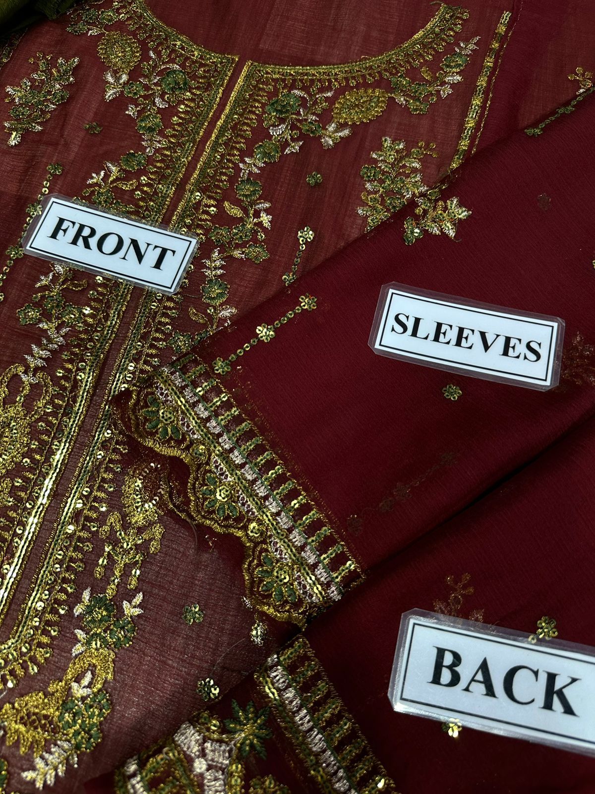 3pc Unstitched Embroidered Suit
