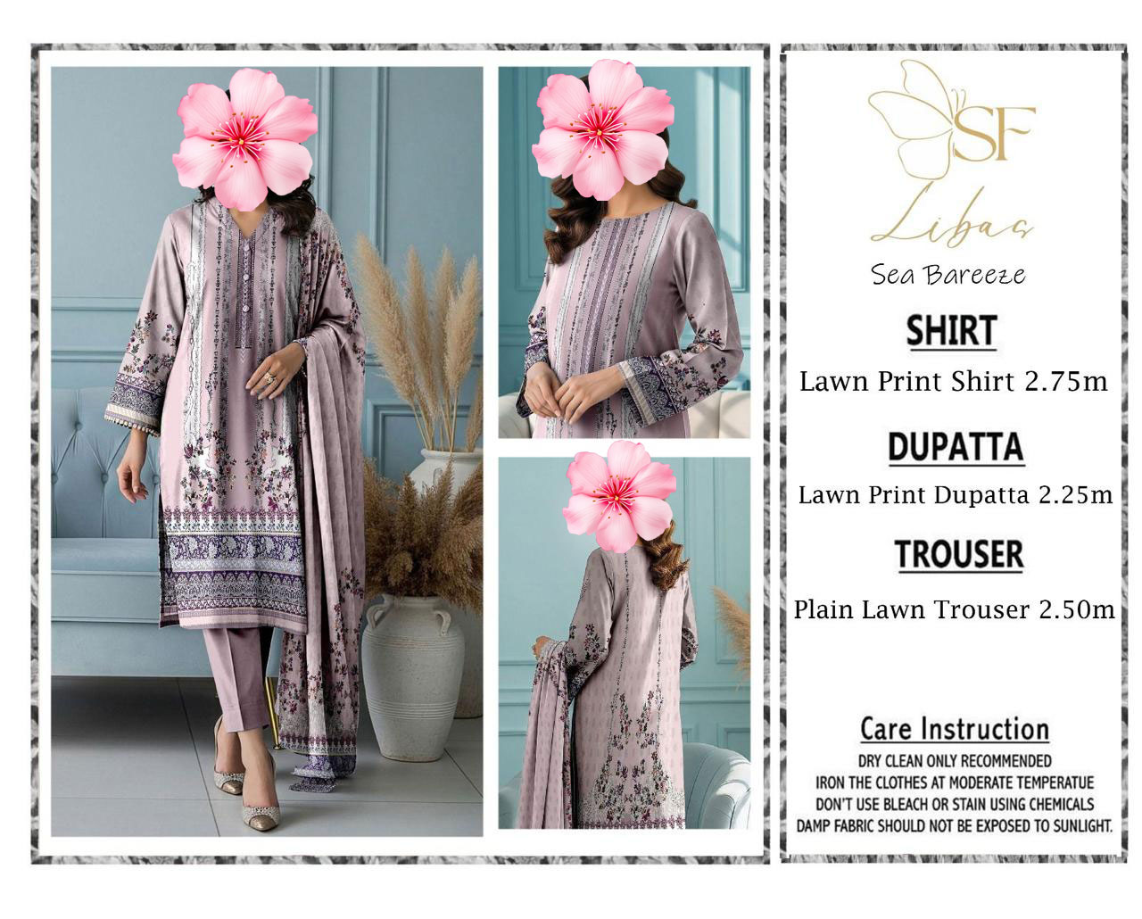 3pc Unstitched Printed Lawn Suit