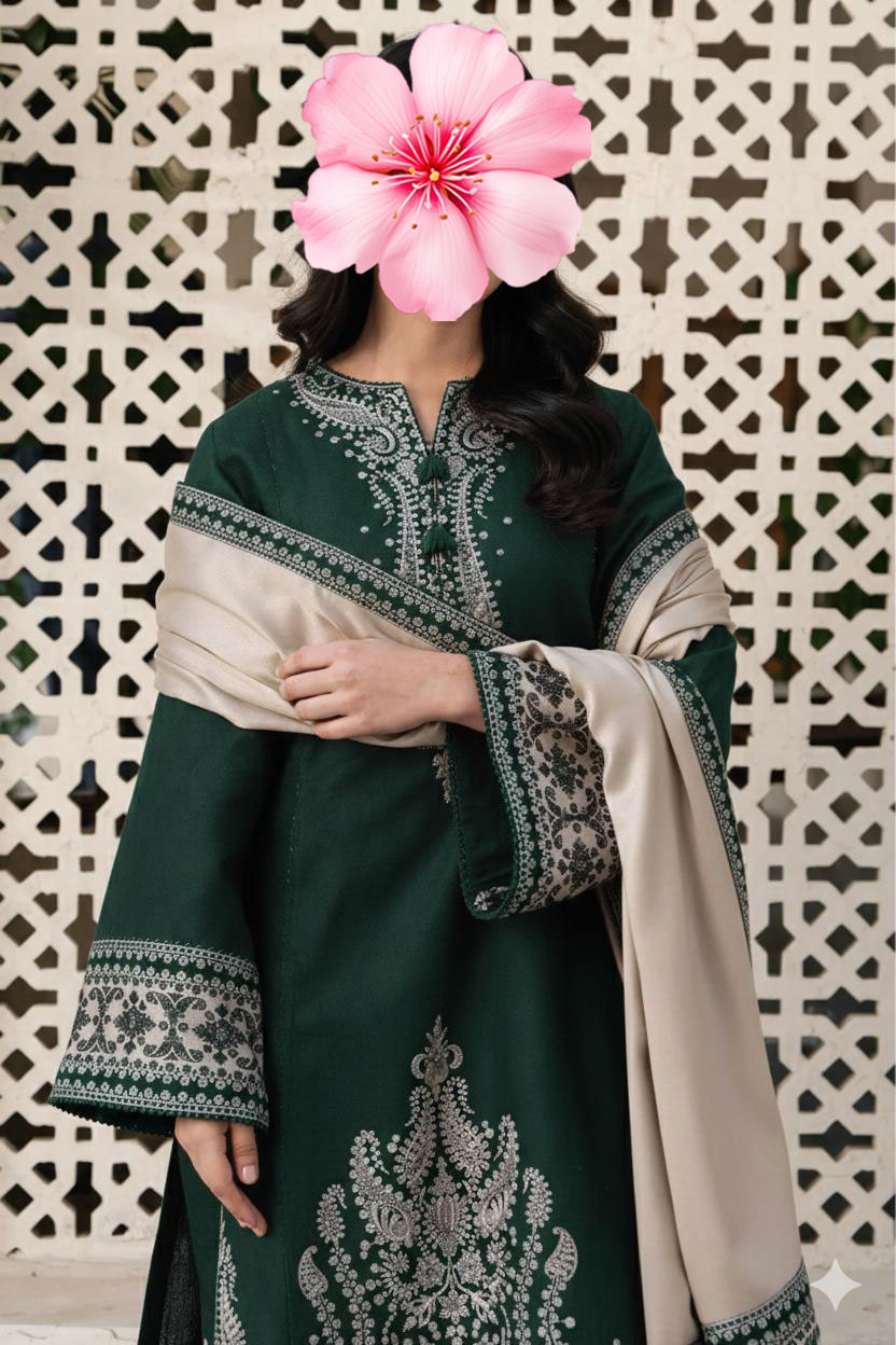 3pc Unstitch Heavy Embroidered Lawn Suit