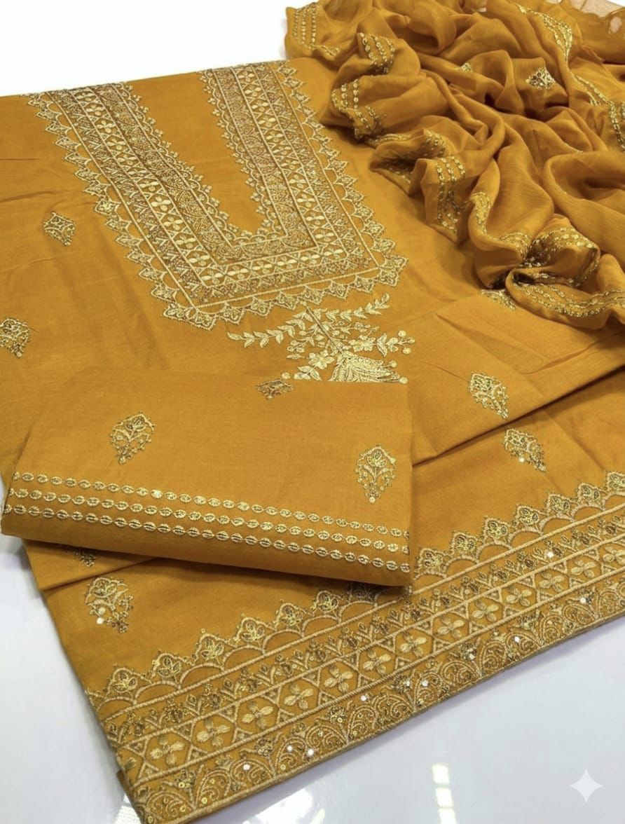 3pc Unstitch Embroidered Cotton Lawn Suit