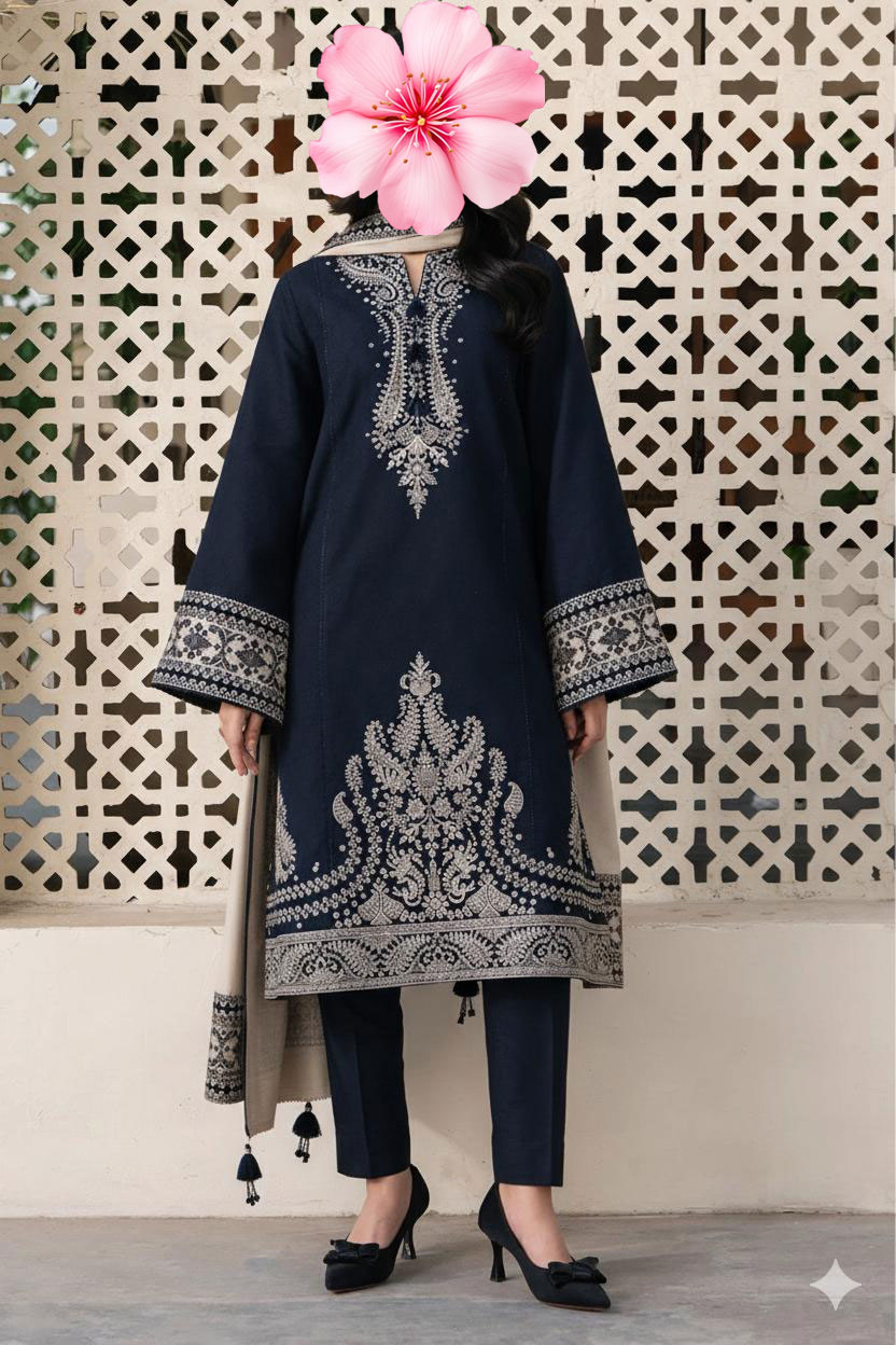 3pc Unstitch Heavy Embroidered Lawn Suit