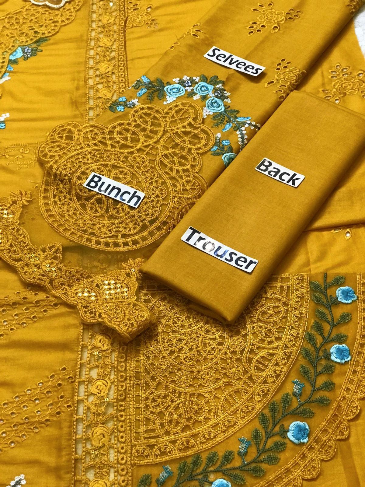 3pc Unstitched Chicken Kari Embroidered Cotton Suit