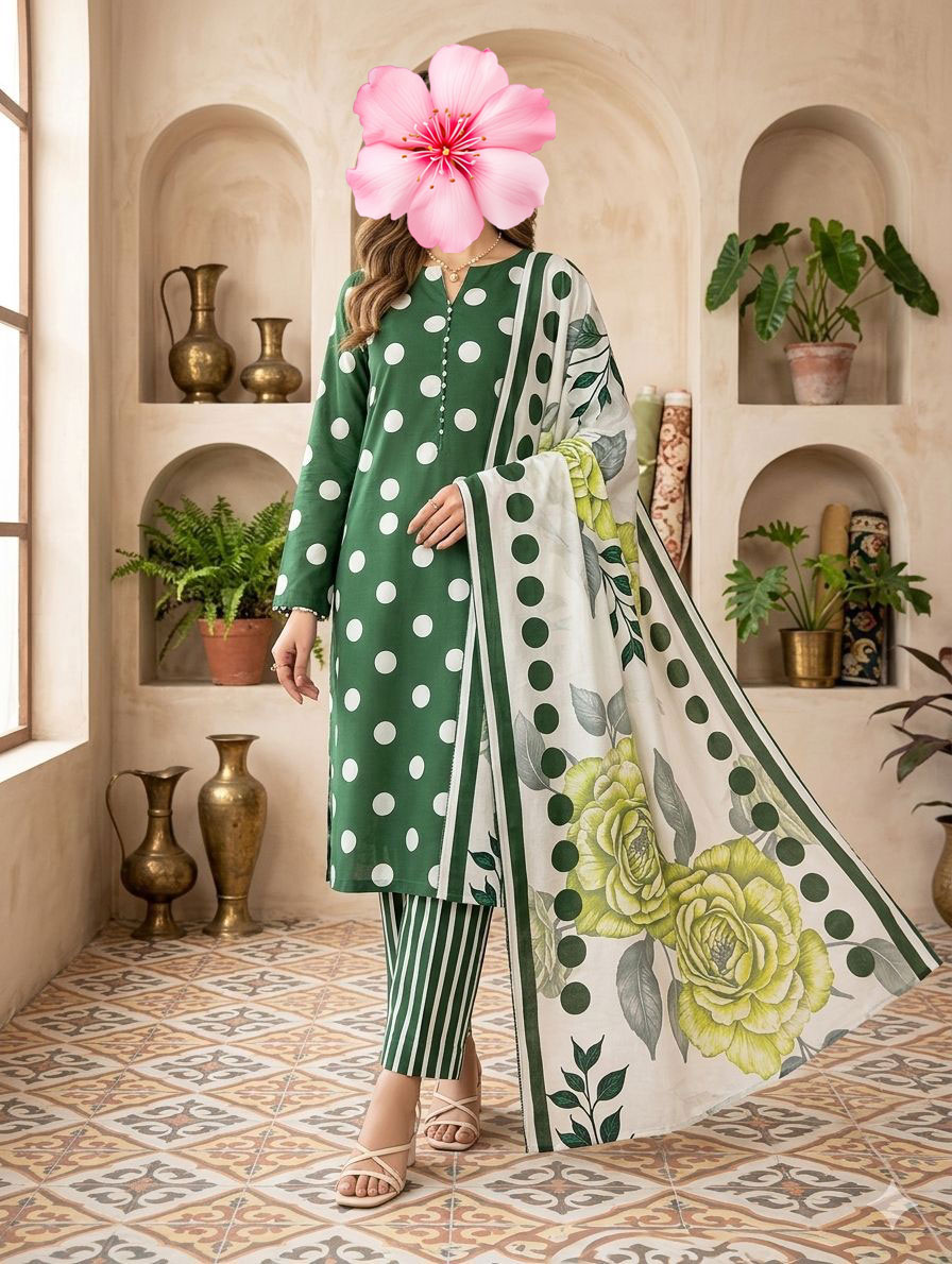 3pc Unstitched Premium Printed Lawn Suit