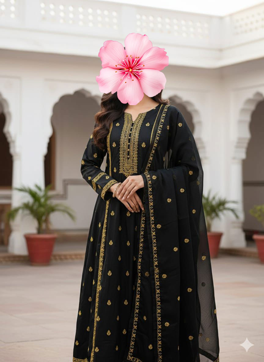 3pc Unstitch Heavy Embroidered Cotton Lawn Suit
