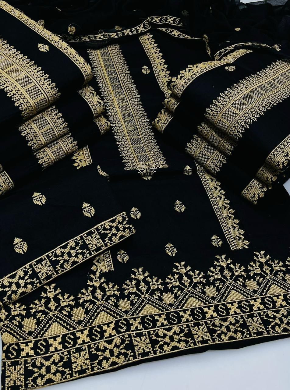 3pc Unstitch Heavy Embroidered Cotton Lawn Suit