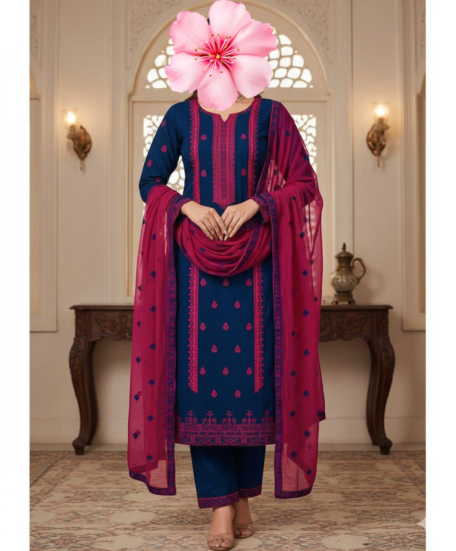 3pc Unstitch Heavy Embroidered Cotton Lawn Suit