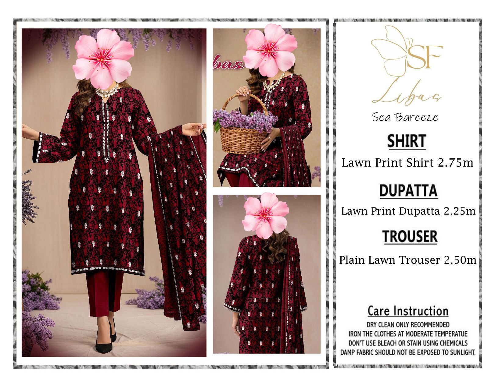 3pc Unstitched Printed Lawn Suit