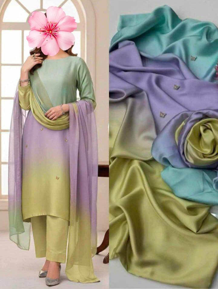 3pc Unstitched Shamooz Silk Printed Suit