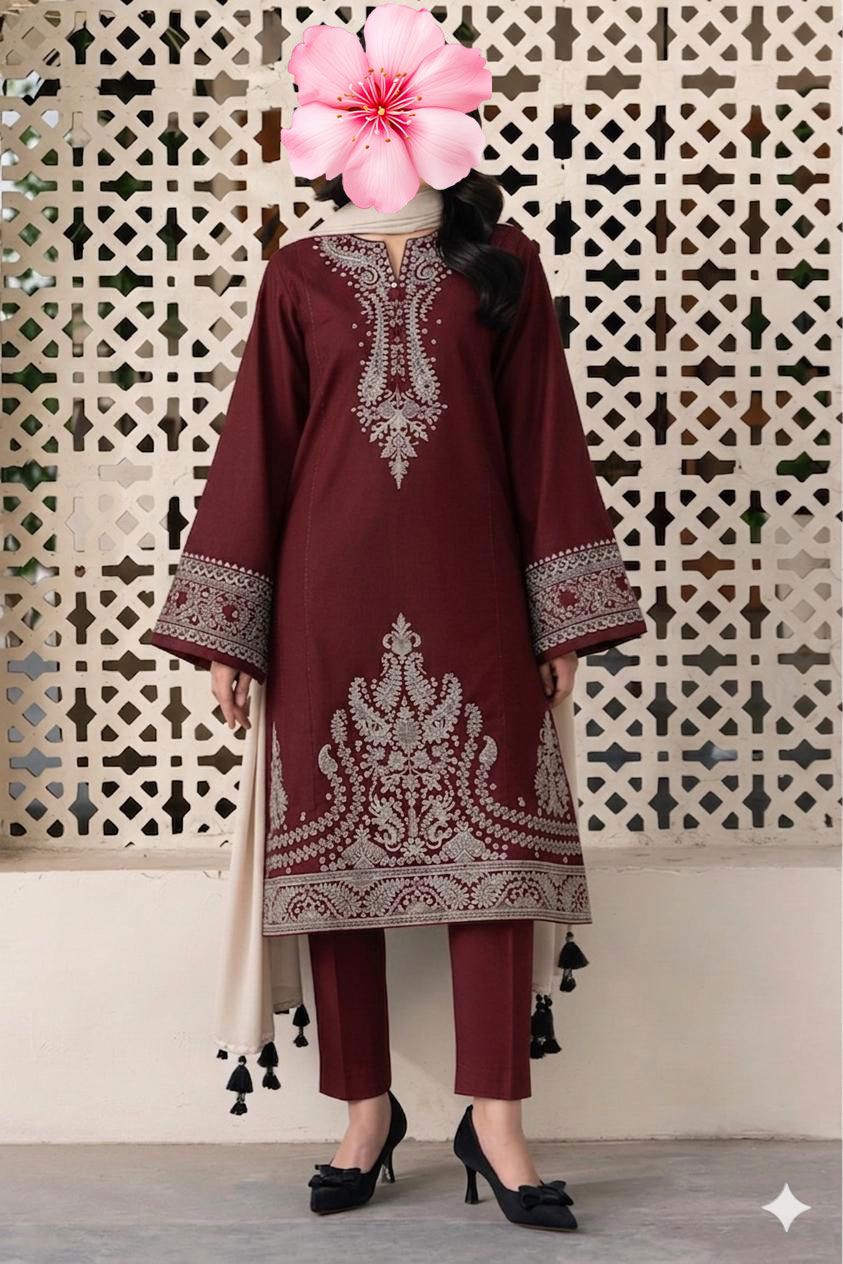 3pc Unstitch Heavy Embroidered Lawn Suit
