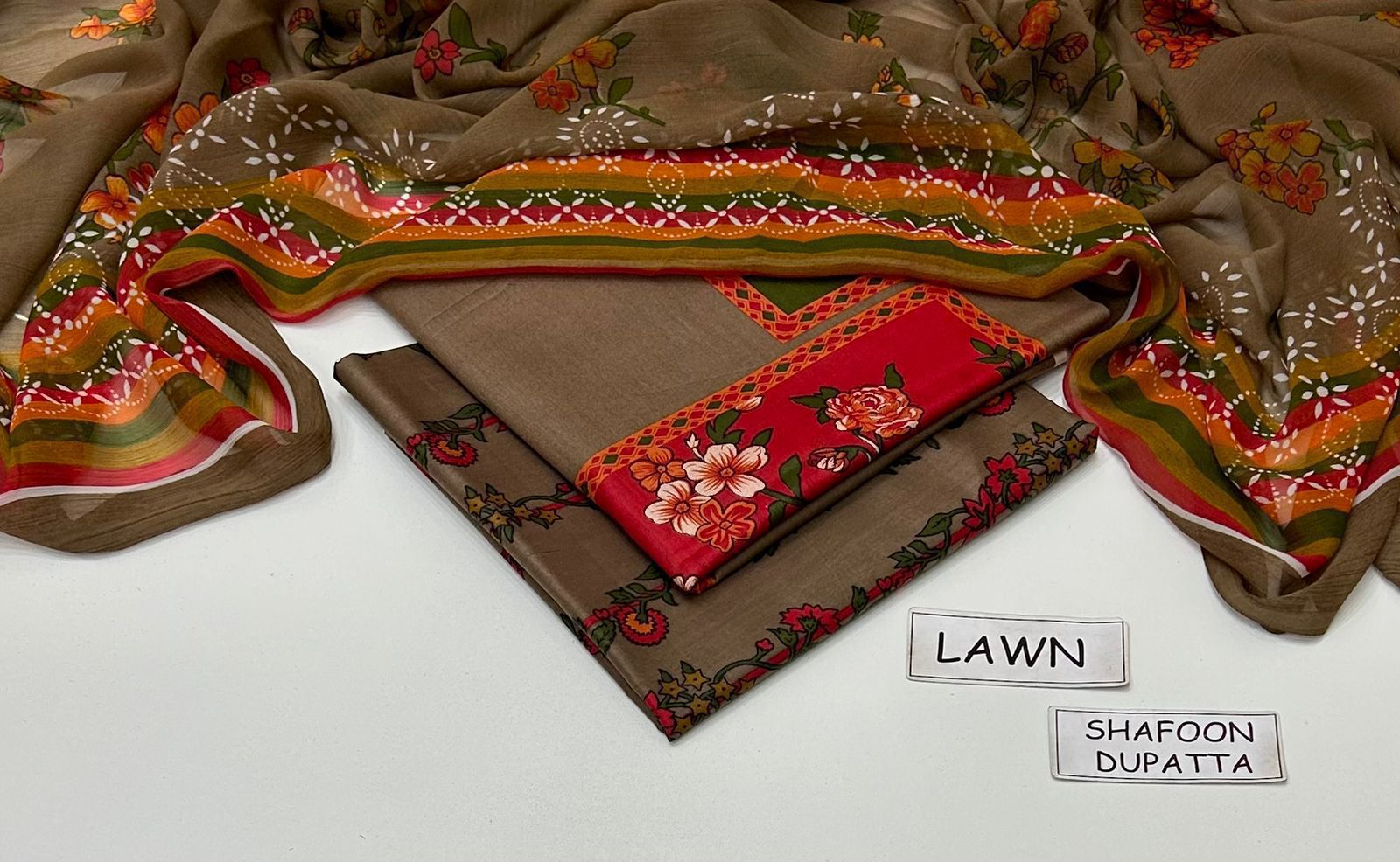 3pc Unstitched Printed Lawn Suit