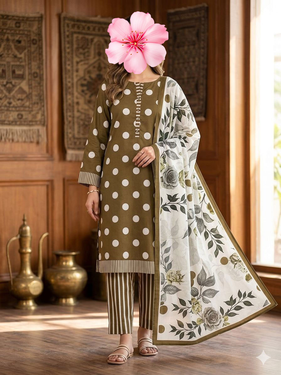 3pc Unstitched Premium Printed Lawn Suit