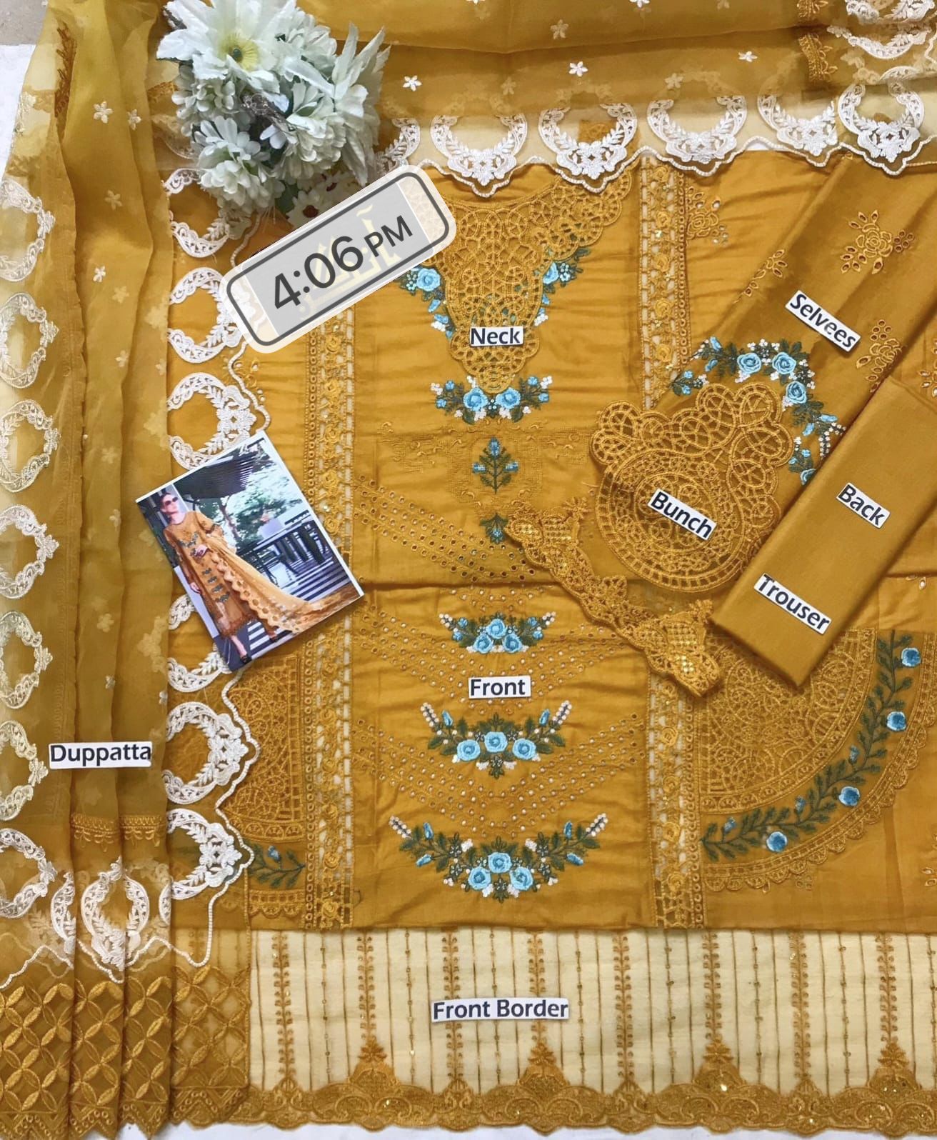 3pc Unstitched Chicken Kari Embroidered Cotton Suit