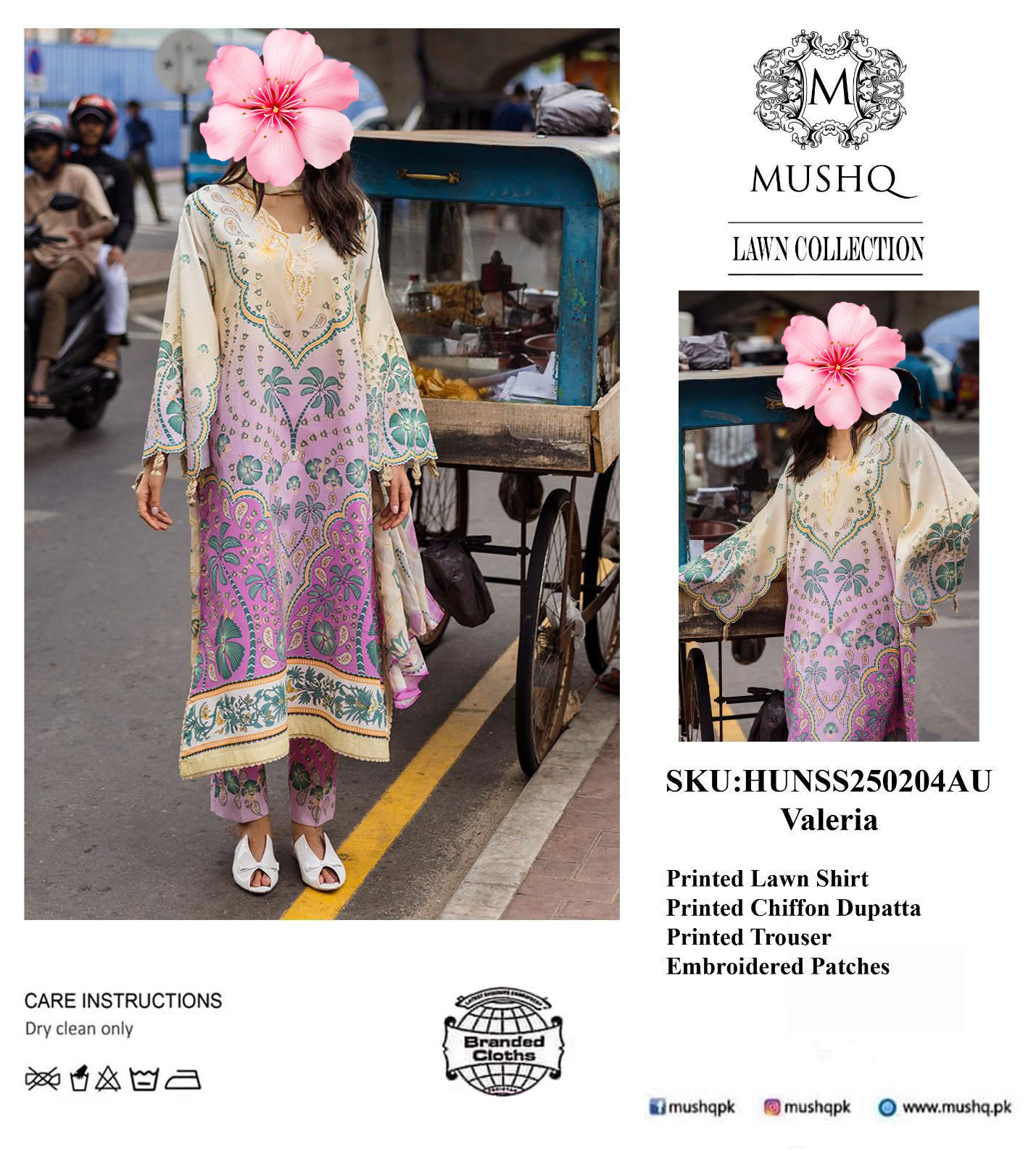 3pc Unstitched Embroidered Lawn Suit