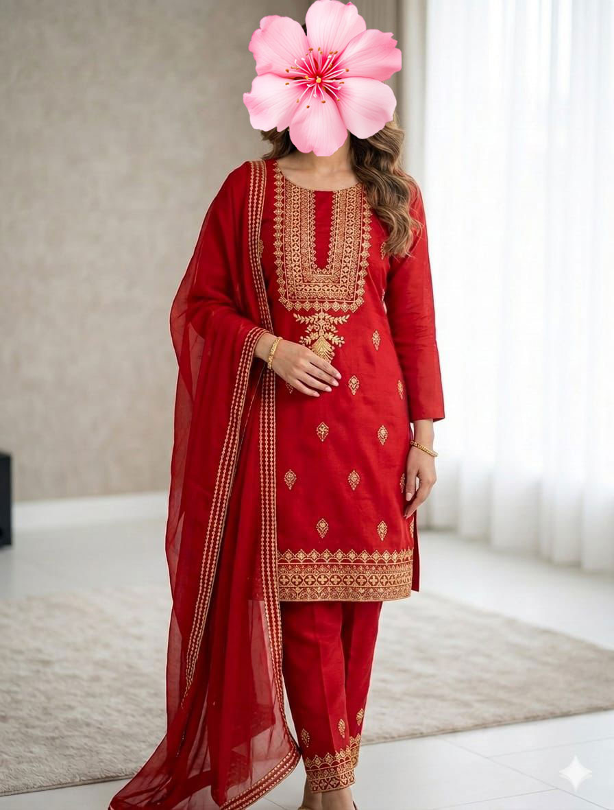 3pc Unstitch Embroidered Cotton Lawn Suit